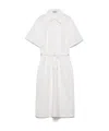 Prada Womens White Waist-tie Short-sleeve Cotton-poplin Midi Dress In White