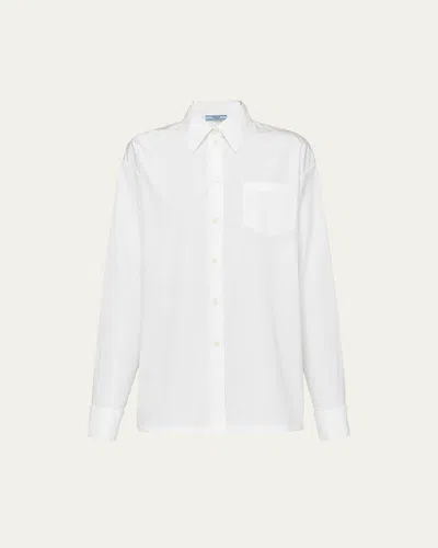 Prada Poplin Ave Cufflink Blouse In Bianco