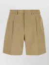 Prada Poplin Bermuda Shorts Belt Loops Pleats In Brown