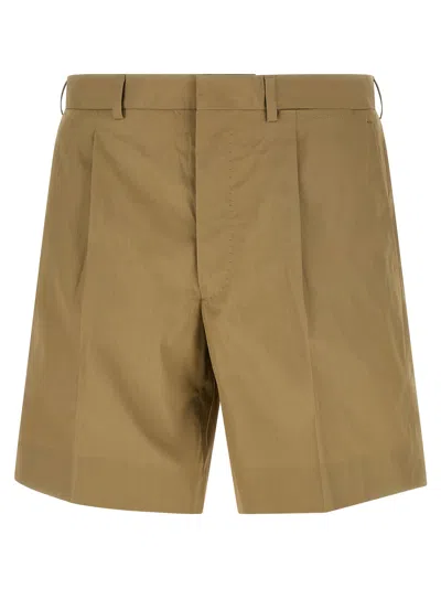 Prada Poplin Bermuda Shorts In Brown