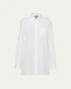 Prada Poplin Button Down Mini Dress In Bianco