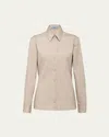 Prada Poplin Button Down Shirt In Calce