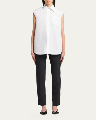 Prada Poplin Button-up Shirt In Bianco
