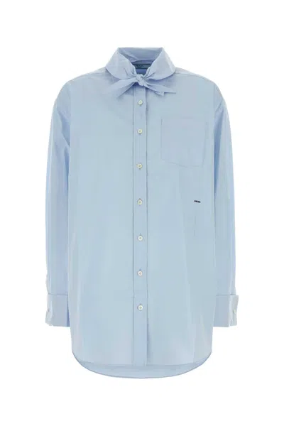 Prada Poplin Button-front Shirt In Blue