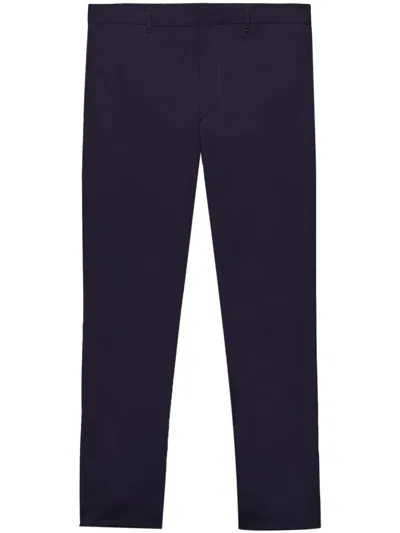 Prada Poplin Cotton Trousers In Transparent