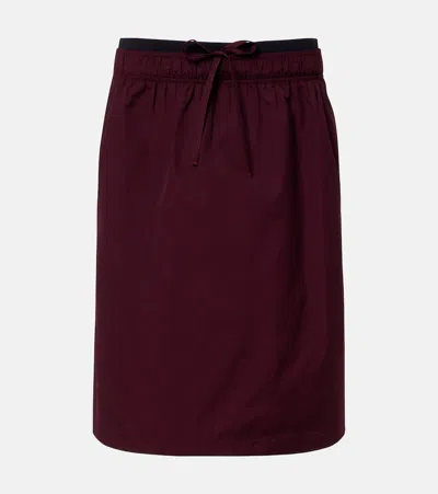 Prada Drawstring Poplin Midi Skirt In Burgundy