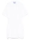 Prada Womens White Gathered-waist Classic-collar Cotton Mini Dress In F0009 White