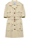 Prada Poplin Mini Dress In Neutrals