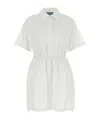 Prada Drawstring Waist Poplin Shirt Dress In White