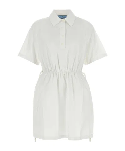 Prada Poplin Mini Dress In White