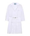 Prada Button Down Belted Poplin Midi Shirt Dress In White
