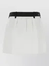 Prada Poplin Mini Skirt Belt Loops Waistband Pleated In White
