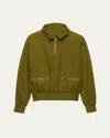 Prada Womens Green Logo-embellished Pull-on Cotton Jacket In F0393 Oliva