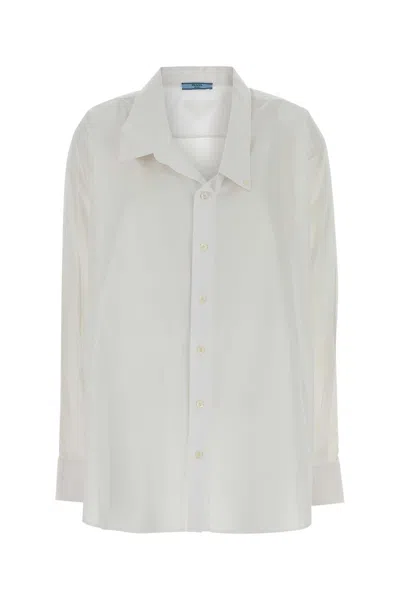 Prada Poplin Oversized Shirt For Women In White