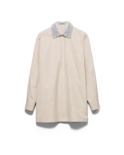 Prada Hemd Aus Popeline In Neutral