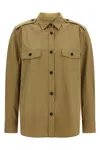 Prada Cotton Poplin Shirt Tailored Collar Button Epaulettes In Neutral