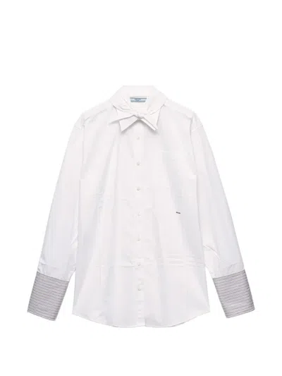 Prada Poplin Shirt In Brown