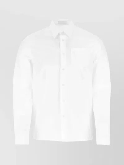 Prada Poplin Shirt With Button-down Collar And Chest Pocket In White