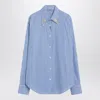 Prada Poplin Shirt With Rhinestone Detail In Light Blue