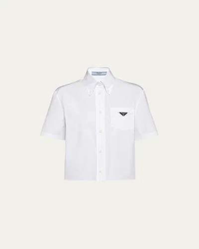 PRADA POPLIN SHORT-SLEEVE BLOUSE