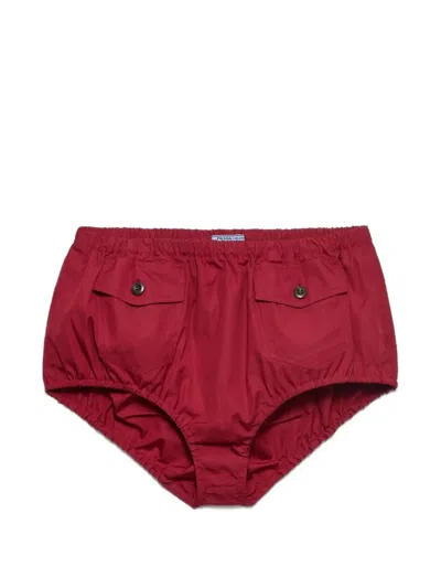 Prada Poplin Shorts In Burgundy
