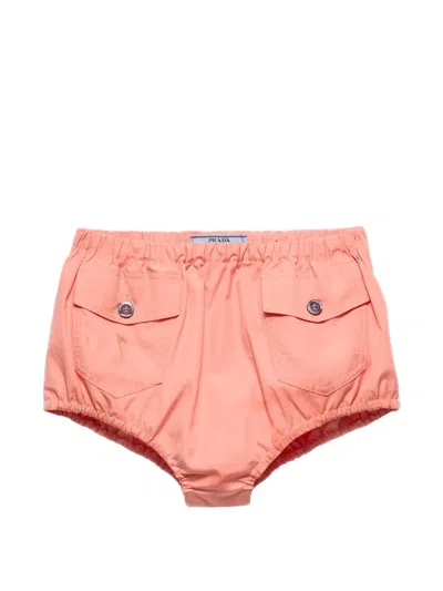 Prada Poplin Shorts In Orange