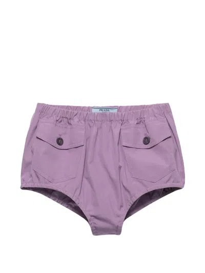 Prada Poplin Shorts In Purple