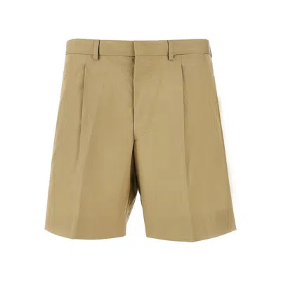 Prada Poplin Shorts With Dart In Neutral