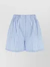 Prada Striped Poplin Bermudas In Blue