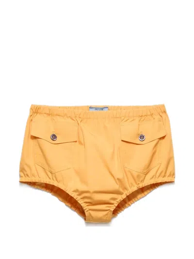 Prada Poplin Shorts In Yellow