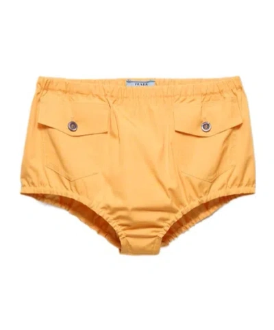 Prada Poplin Shorts In Yellow