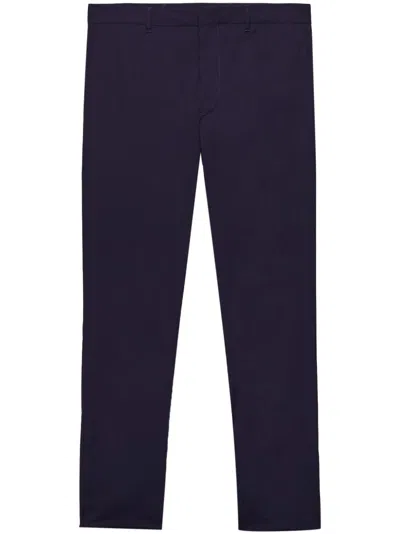 Prada Stretch Poplin Pants In Ink Blue