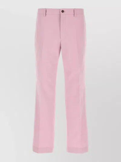 Prada Poplin Tailored Trousers Belt Loops Pockets In Pink