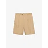 Prada Mens Neutral Poplin-textured Pleated Shell Shorts In Neutral