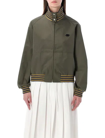 Prada Poplin Turtleneck Jacket In Green