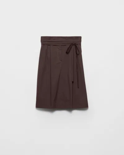 Prada Poplin Wrap Skirt In Brown