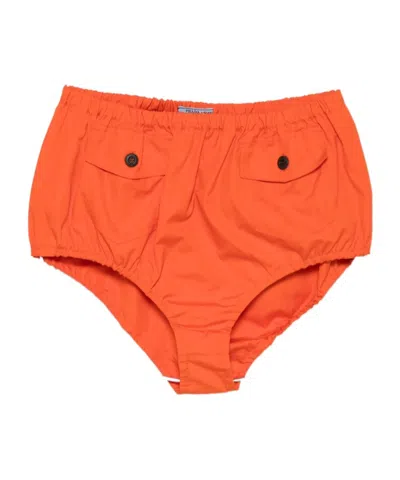 Prada Elastic Waist Shorts In Orange
