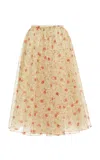 Prada Poppy Print Nylonette Skirt Clothing In Brown