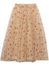Prada Poppy Print Nylonette Skirt Clothing In Nude & Neutrals