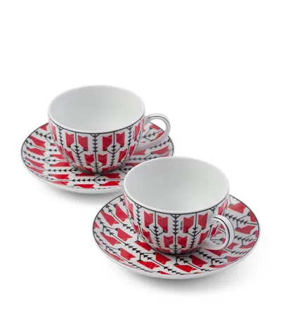 Prada Porcelain Cappuccino Cup And Saucer In Red