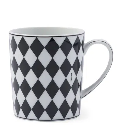 Prada Porcelain Checkerboard Mug In Multi