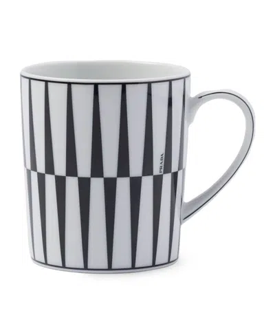 Prada Porcelain Stripes Mug In Animal Print