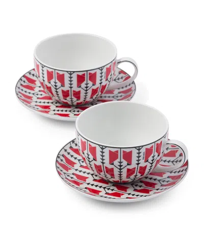 Prada Porcelain Teacup And Saucer In Red