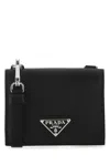 Prada Leather Cardholder With Silver-tone Hardware In Black