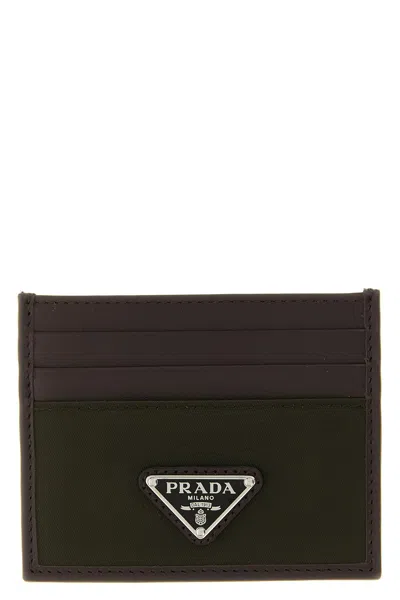 Prada Portacarte Pelle Nylon In Green