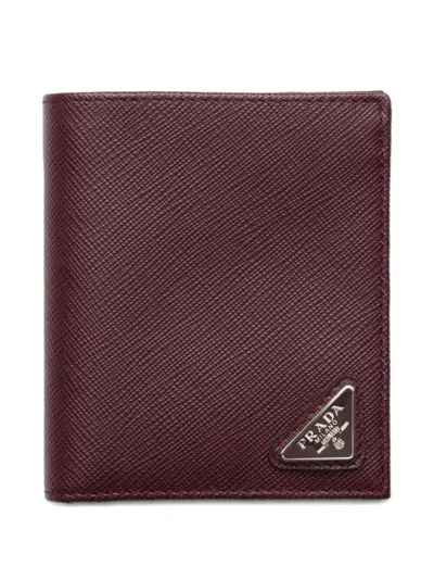 Prada Saffiano Leather Wallet In Red