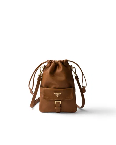 Prada Pouch Aus Nappa-leder In Brown