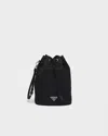 Prada Logo-plaque Drawstring Pouch In Black