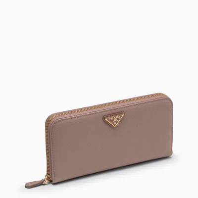 PRADA POWDER AND GOLD ZIP AROUND WALLET
