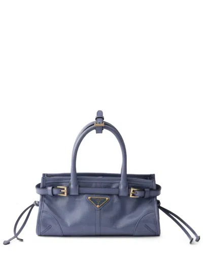Prada Powder Blue Leather Mini  Bonnie Handbag In Black